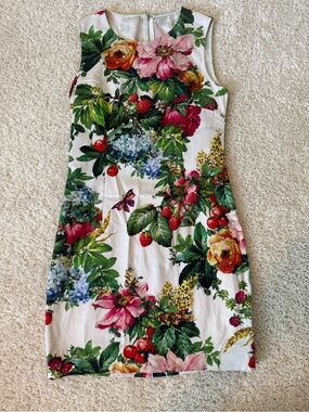 Dolce & Gabbana White Floral Print Mini Dress with Multicolor Blooms